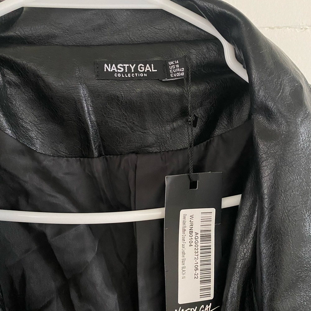 Black Oversized faux leather blazer jacket